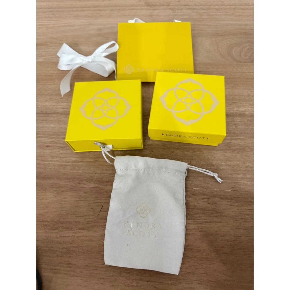 Kendra Scott Jewelry Packaging Set 3 Boxes 1 Pouch 1 Gift Bag Yellow White Logo